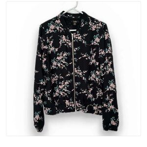 Dalia Black Floral Bomber Jacket size medium
